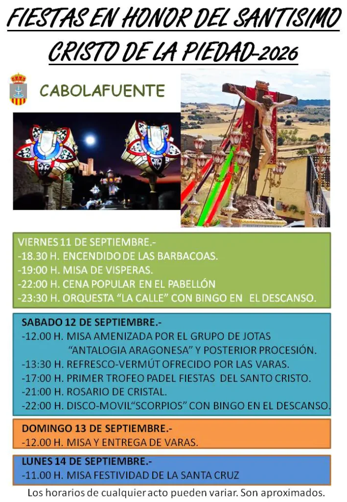 Fiestas en Honor del Santísimo Cristo de la Piedad 2026